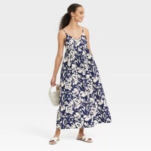 A New Day Dress Blue and White Sundress Maxi Size XS